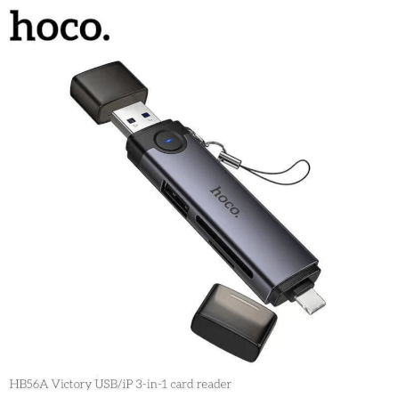 การ์ดรีดเดอร์ 3IN1 HOCO HB56A USB + IOS LIGHTNING อ่าน SD CARD, MICRO SD CARD, USB FLASH DRIVE รองรับ OTG ความเร็วสูง 5GBPS_8
